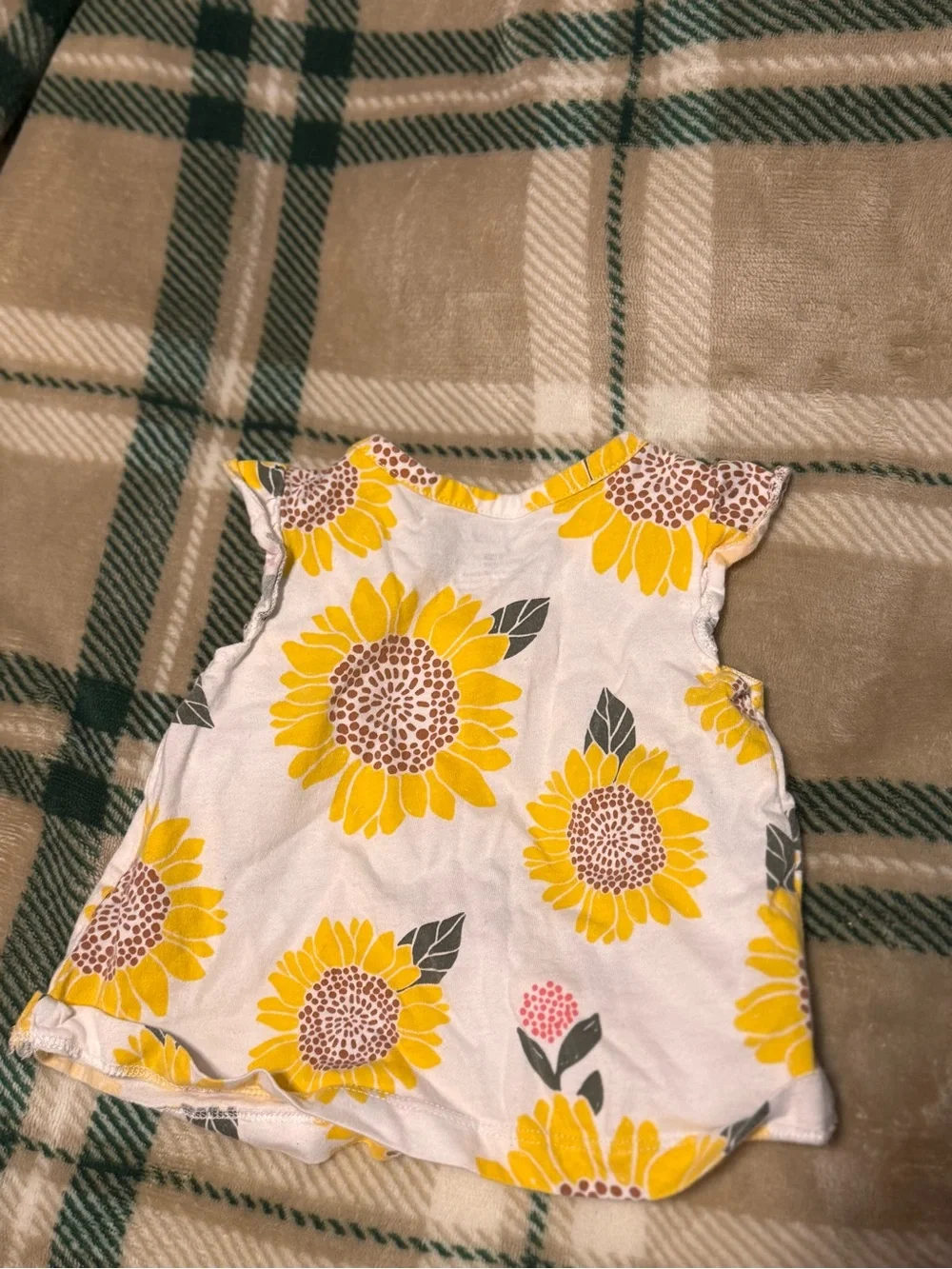 Carter's White Baby top with Yellow Sunflower Print